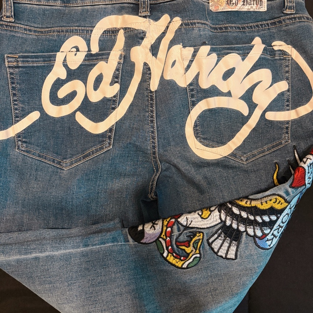 Ed Hardy Denim with Embroidered Art